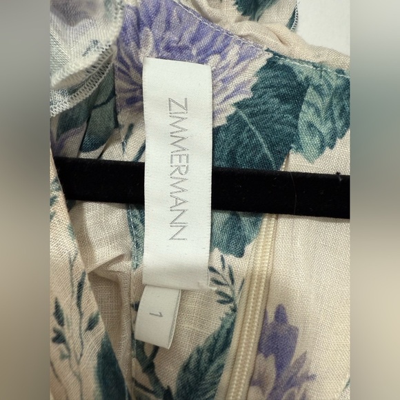 Zimmermann Cassia Mini Dress Hydrangea Floral Linen Cut-Out Size 1 US 4 - Picture 6 of 12